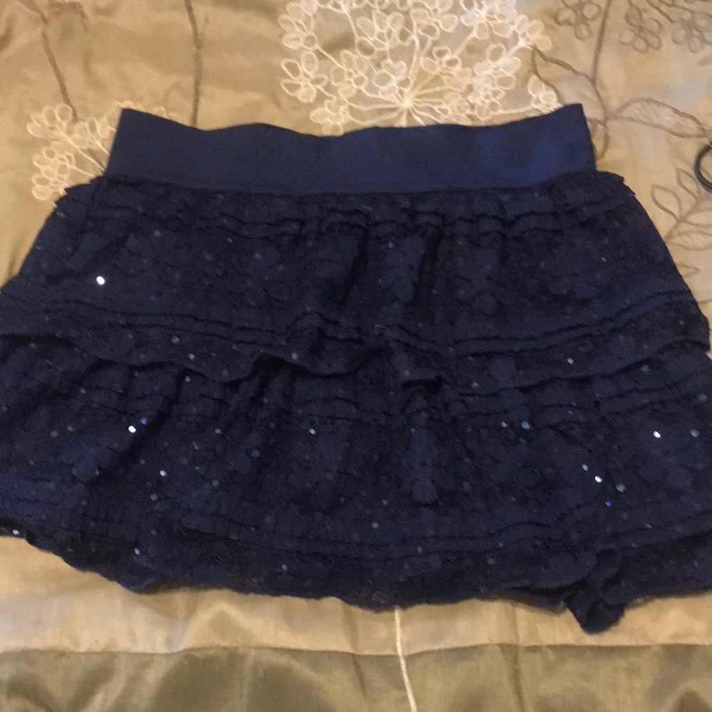 Justice Navy layered lace skort